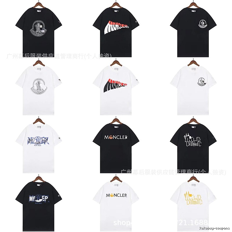 Moncler Logo Printed Trendy Black & White Short-Sleeve T-Shirt