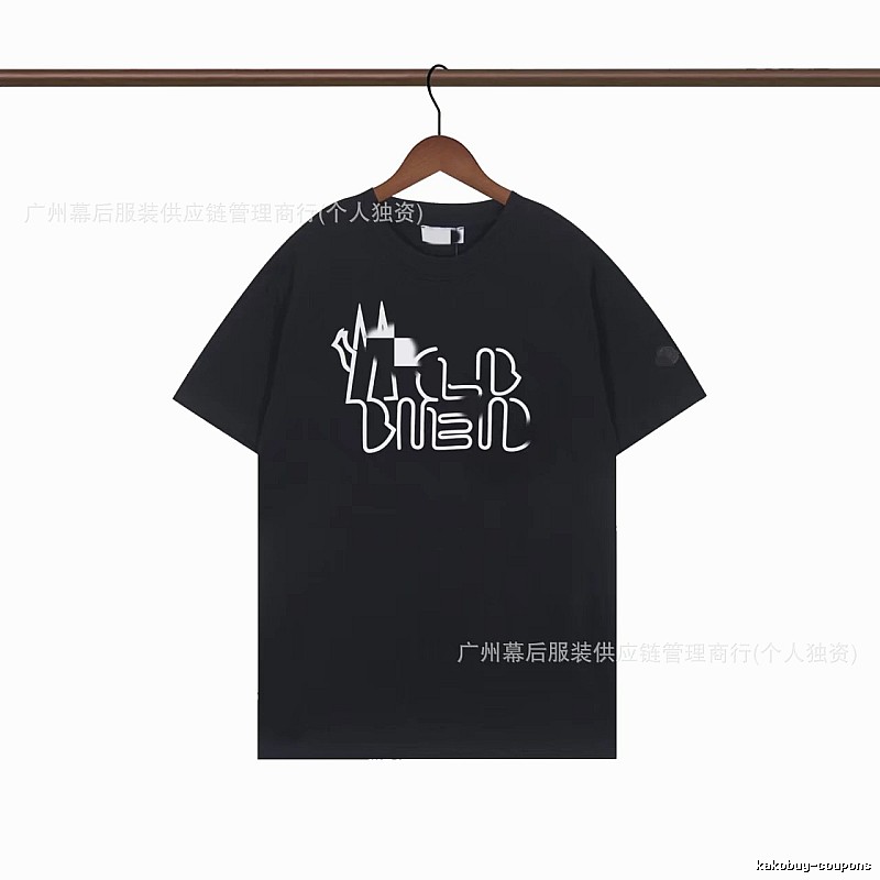 Moncler Neon Print Trendy & Cool Black T-Shirt