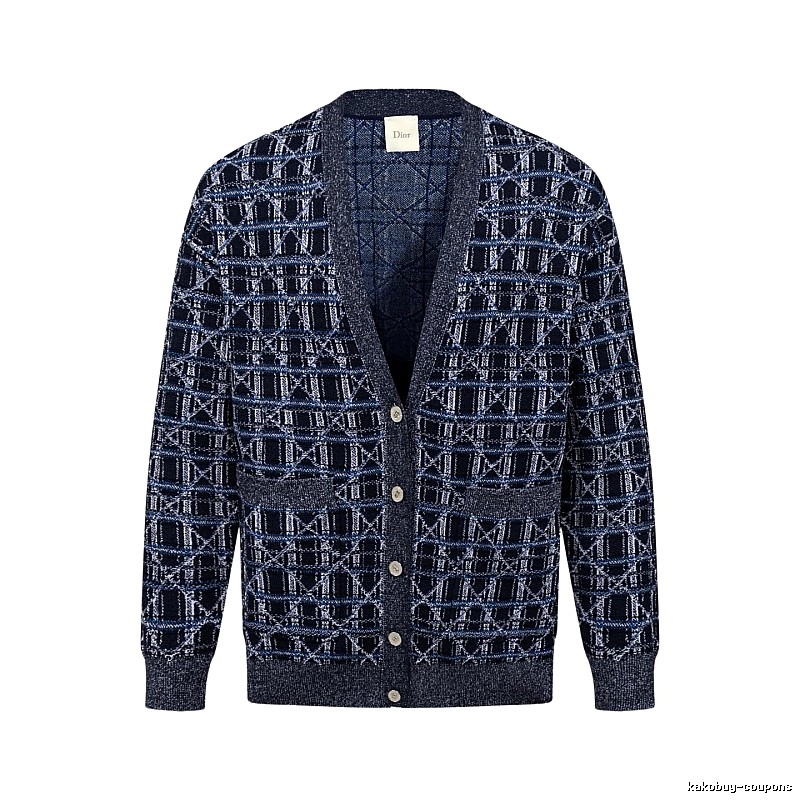 Navy Dior Button-front Cardigan for Layered Winter Looks
