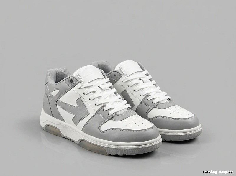 Off-White Grey and White Trendy Sneakers