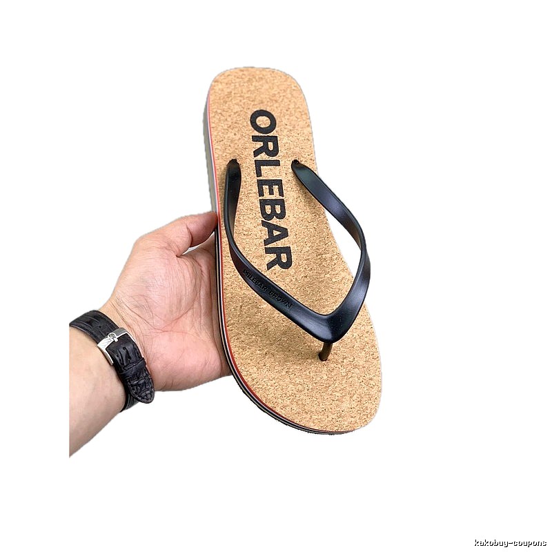 ORLEBAR BROWN Casual Style Natural Black Wooden Flip-flops