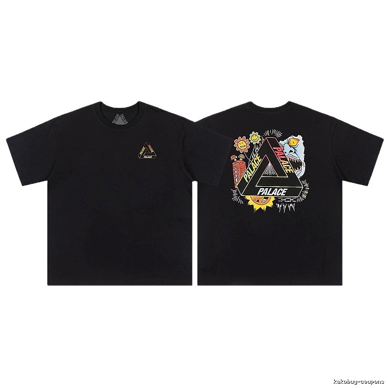 Palace Triangle Graffiti Street Style Black Short-sleeved T-shirt