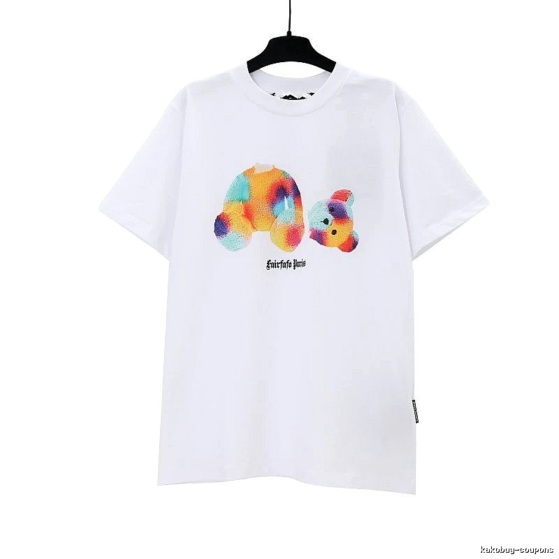 Palm Angels Classic Bear graphic T-shirt White Colorful Bear for Daily Styling