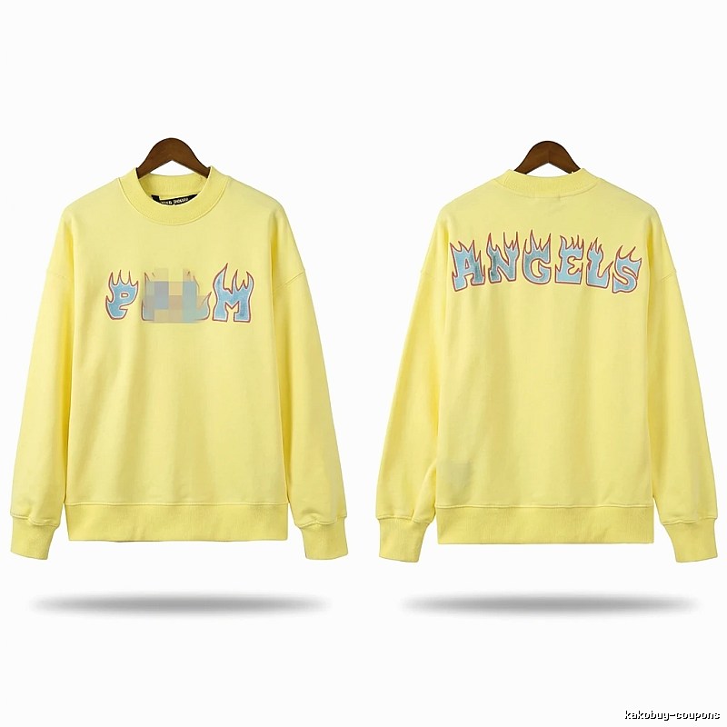 Palm Angels Flame Trendy Brand Yellow Sweatshirt