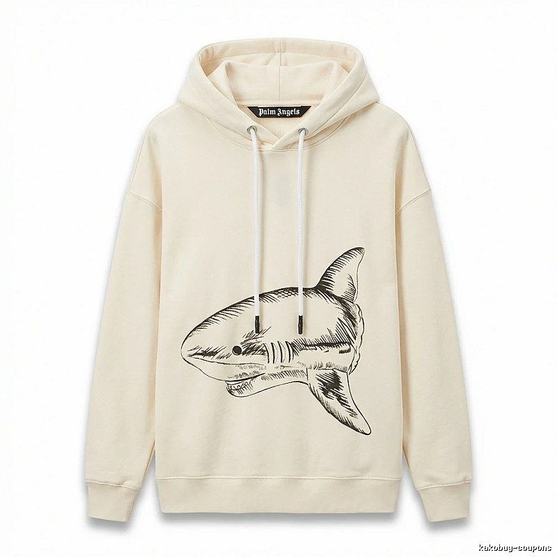 Palm Angels Shark Series Simple Style Beige Hoodie