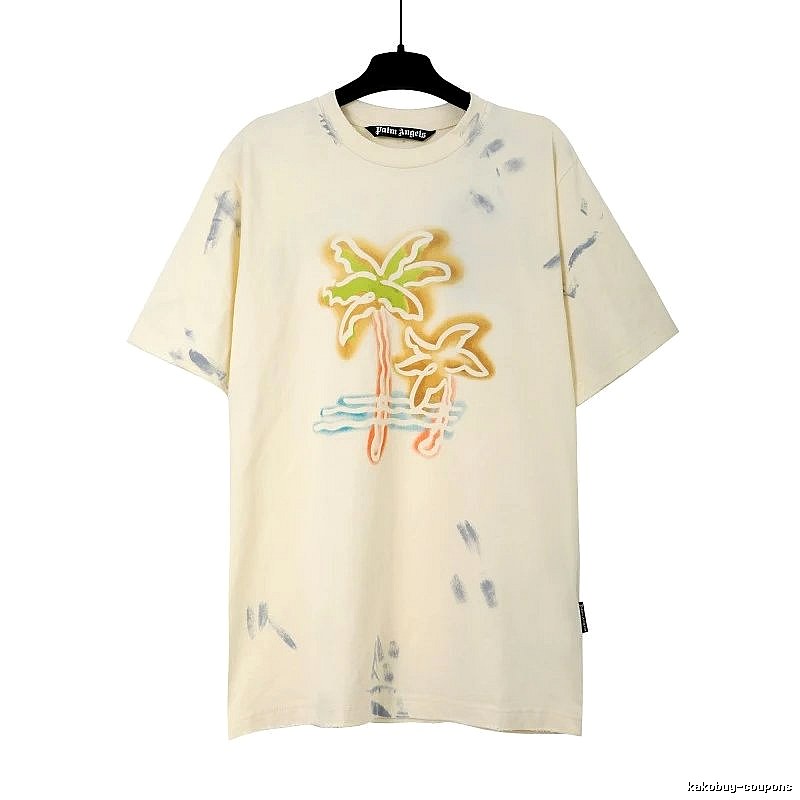 Palm Angels Statement Logo T-shirt White Palm Tree for Outdoor Plans