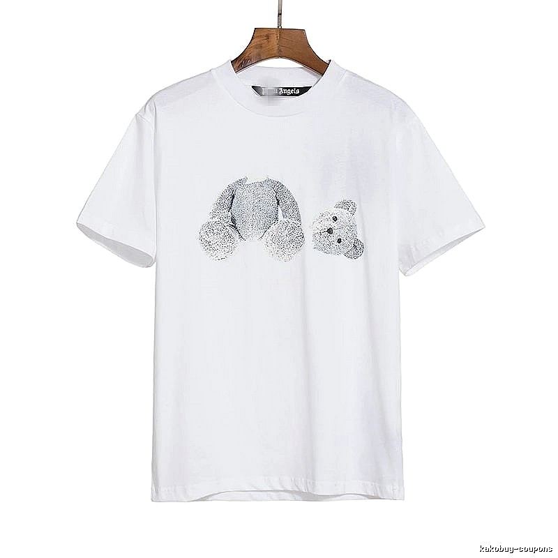 Palm Angels Travel Bear graphic T-shirt White Colorful Bear with Soft Visual Tone