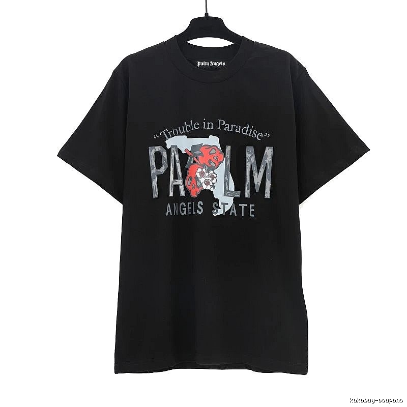 Palm Angels Travel Logo T-shirt White Palm Tree with Modern Look