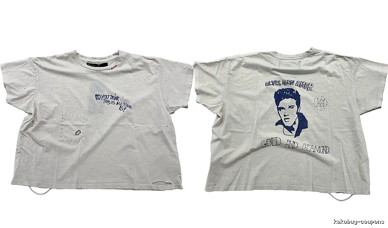 Paly Hollywood Elvis Vintage Distressed White T-Shirt