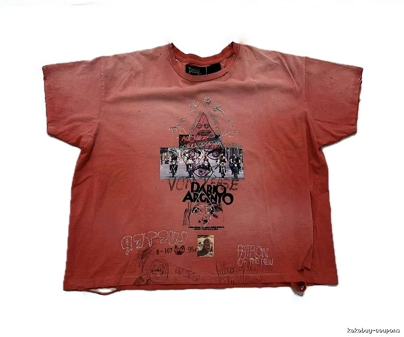 Paly Hollywood Vintage Distressed Dirty Orange Printed T-Shirt