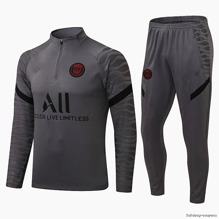 Paris Saint-Germain 2021-22 Gray Training Tracksuit Set Commuter Look