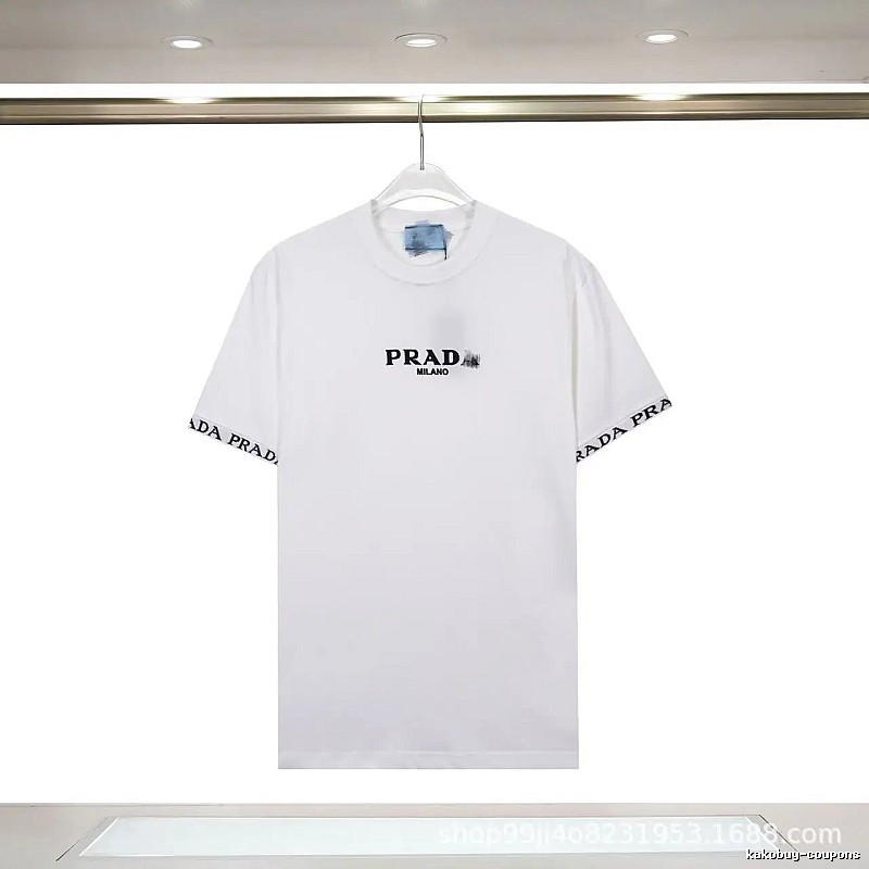 Prada Classic Webbing Minimalist Style White T-Shirt