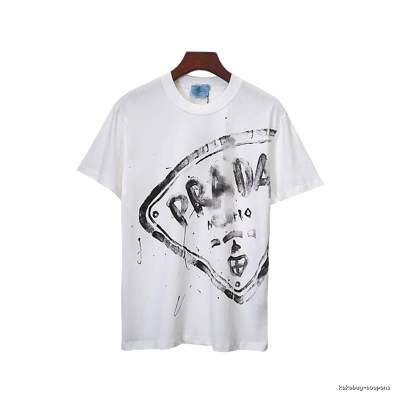 Prada Graffiti Print Street Style White T-Shirt