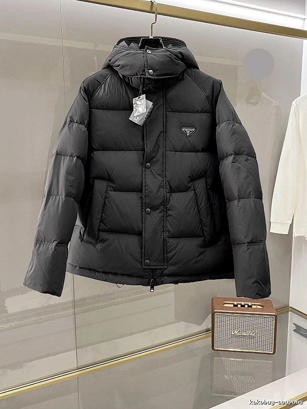 Prada Hooded Puffer Jacket with Black Hooded Logo