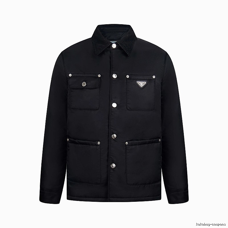 Prada Layering Utility Work Jacket with triangle logo