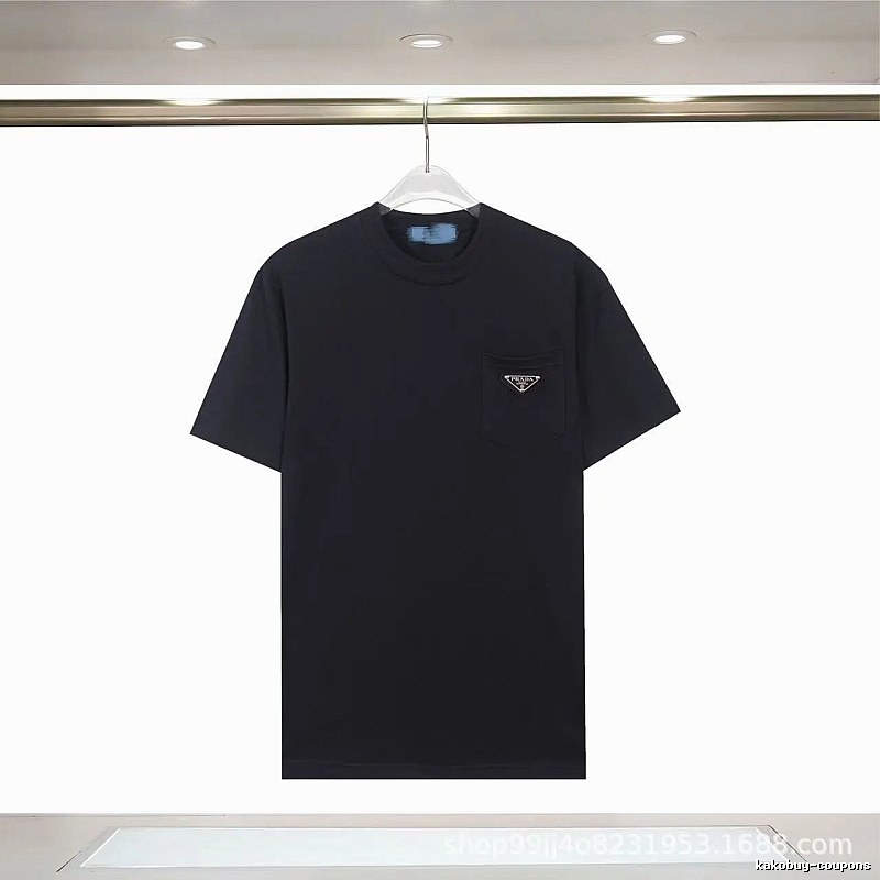 Prada Triangle Logo Minimalist Style Black Short-sleeve T-shirt
