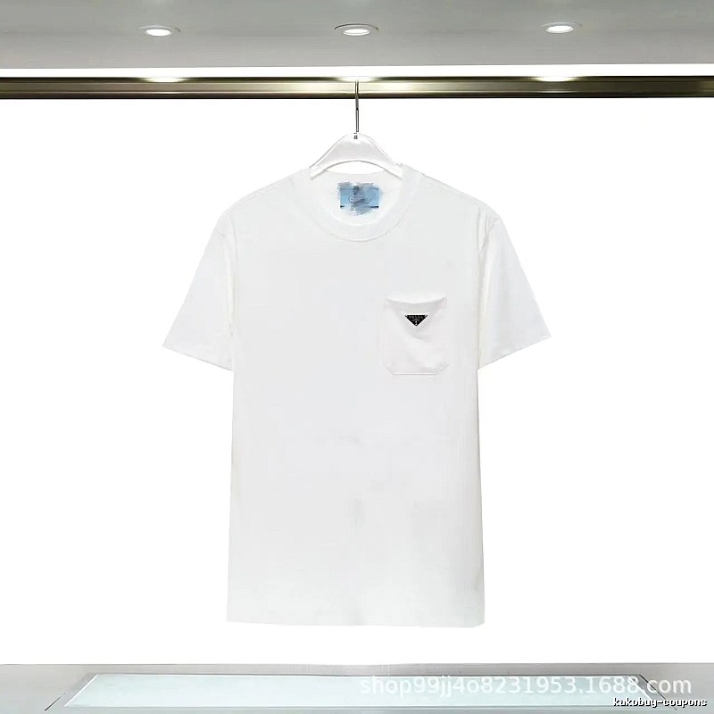 Prada Triangle Logo Minimalist Style White Short-sleeve T-shirt