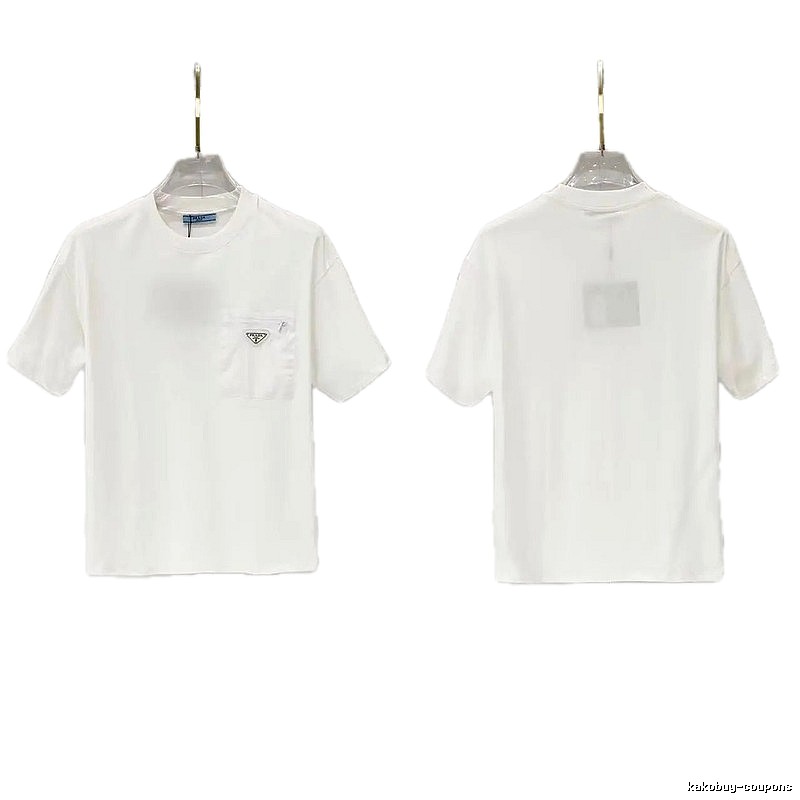 Prada Triangle Logo Minimalist Style White Short-sleeve T-shirt