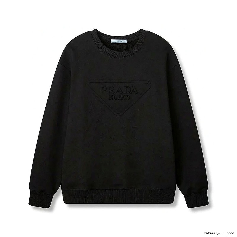 Prada triangular logo simple black sweatshirt