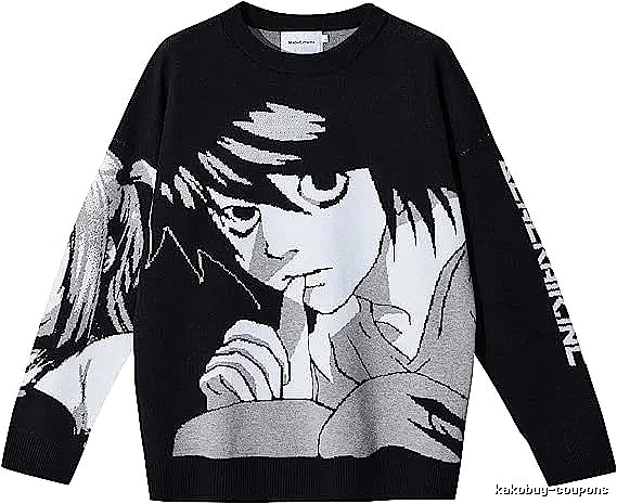 Premium Style Anime graphic sweater Black Knit Top for Minimal Outfits
