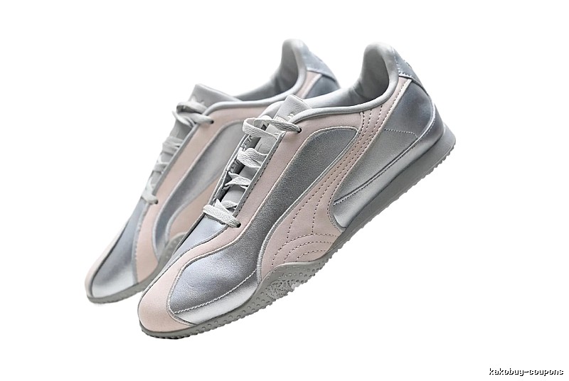 PUMA retro-style silver powder sports shoes