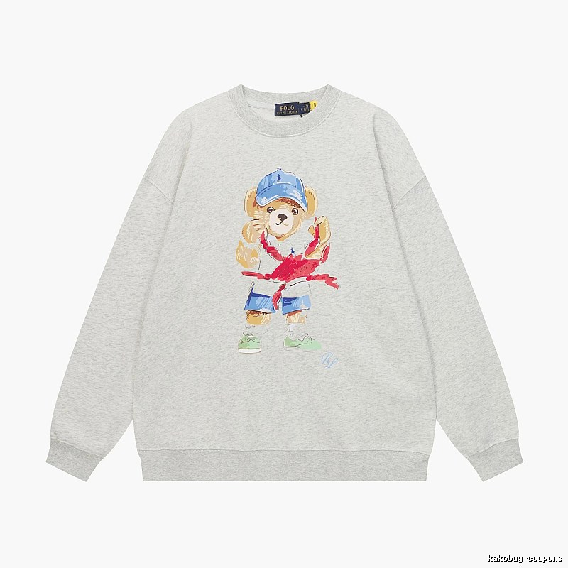 Ralph Lauren cartoon bear light gray sweatshirt