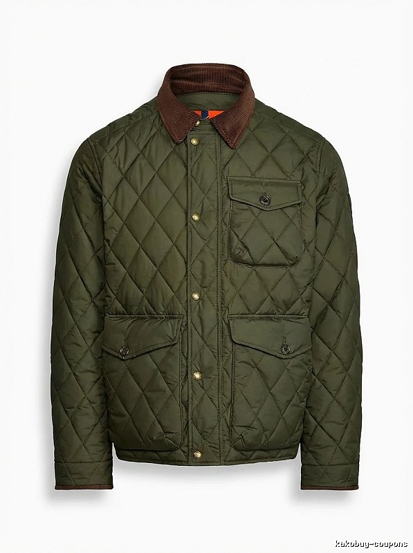 Ralph Lauren diamond-patterned olive green cotton-padded coat