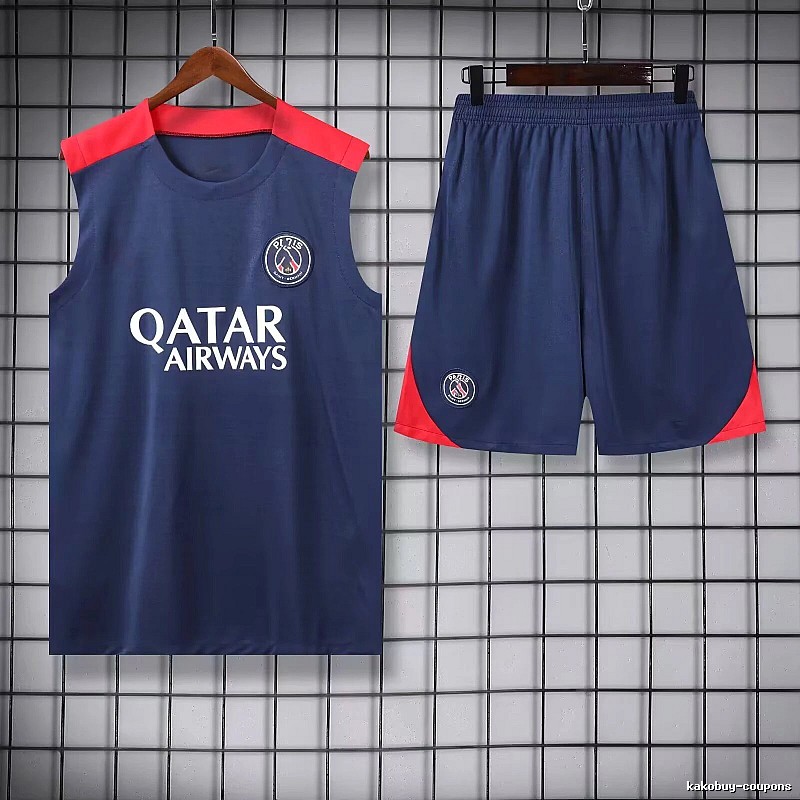Real Madrid Gift Ready Training jersey set Navy Sleeveless Top with Fresh Pattern