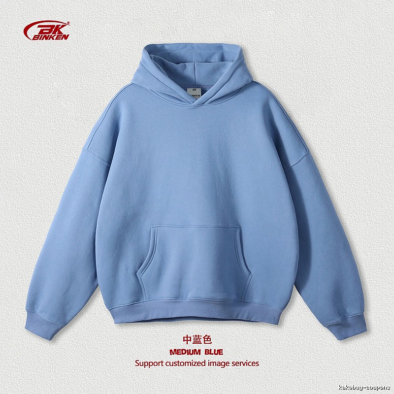 Relaxed Pullover hoodie Navy Blank Kangaroo with Designer-Inspired Detail