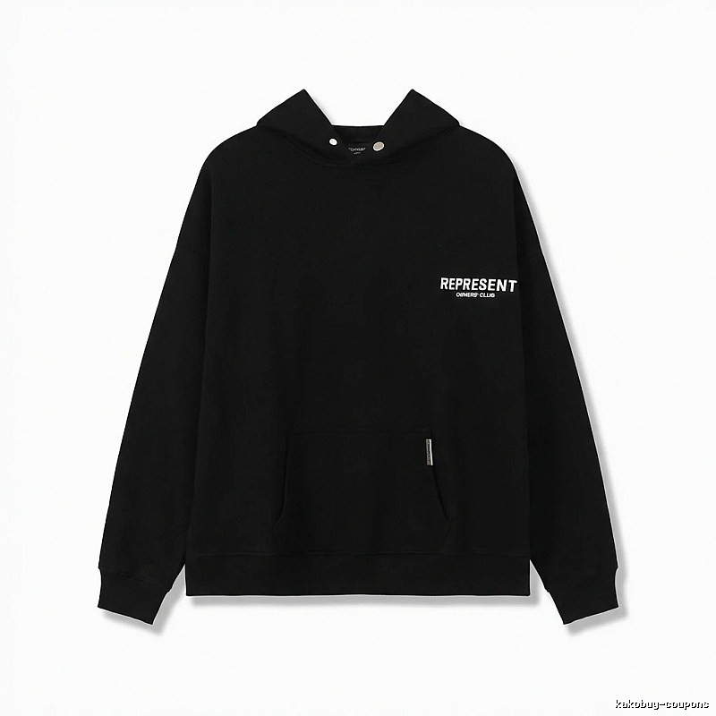REPRESENT Minimalist Style Black Hoodie