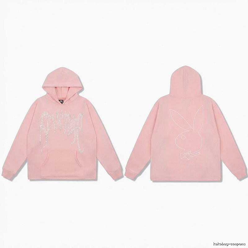 Revenge rabbit print pink hoodie