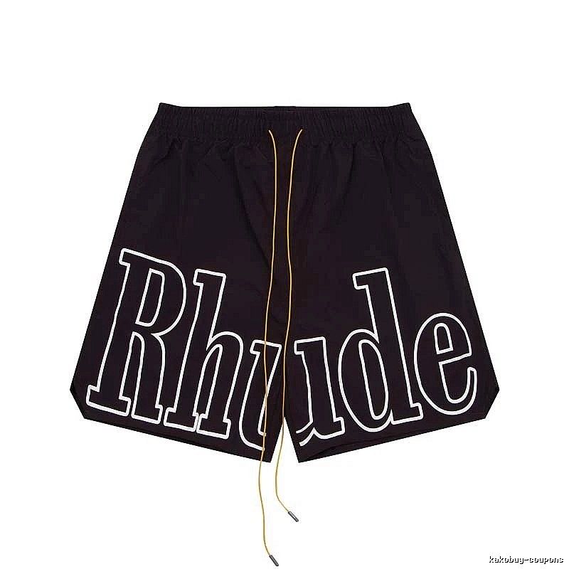 RHUDE letter-style black shorts