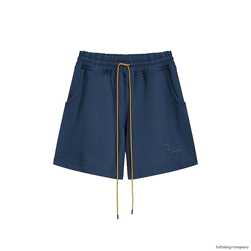 RHUDE minimalist style navy blue shorts