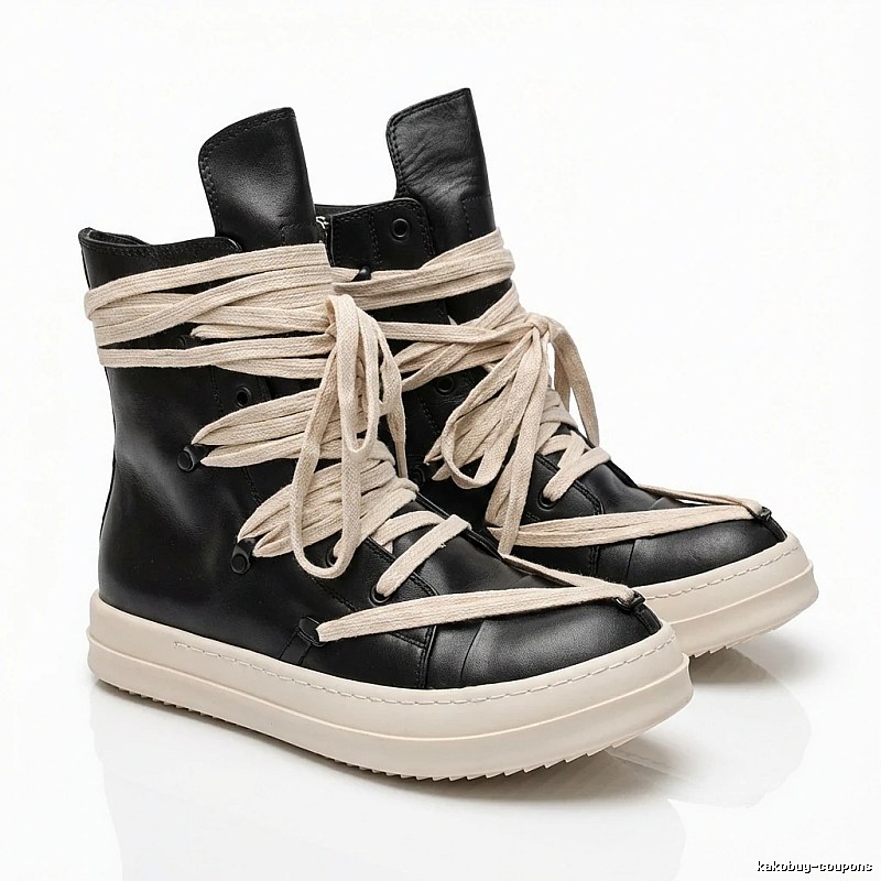 Rick Owens dark - style high - top shoes