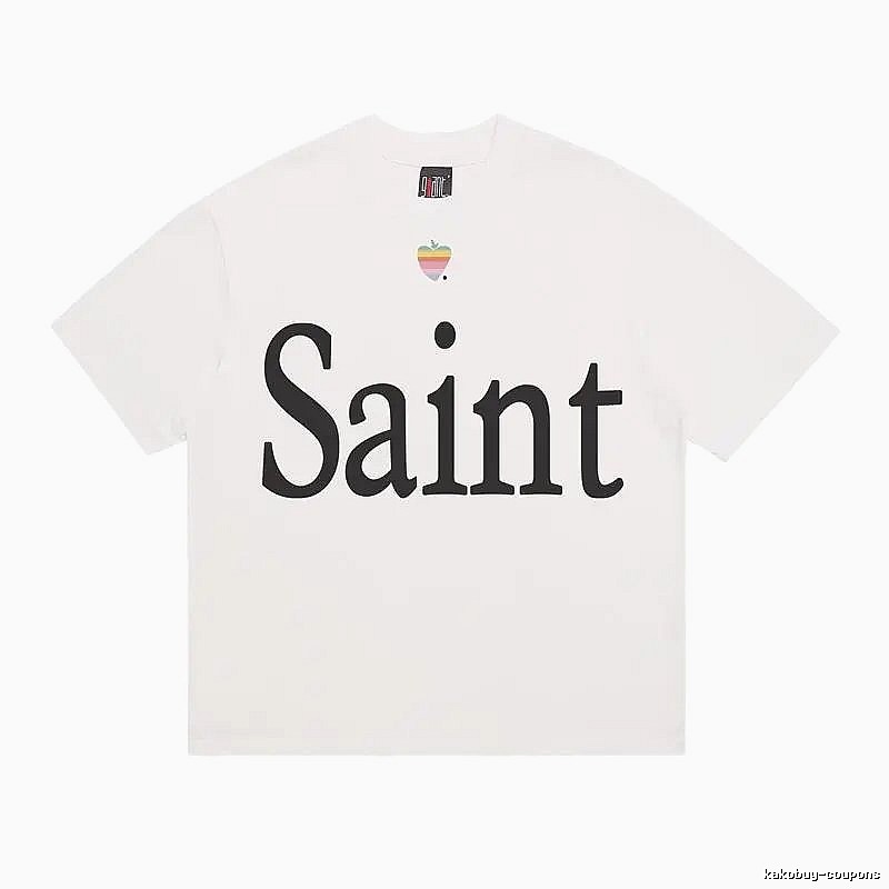 SAINT Letter Print Street Style Off-white T-shirt