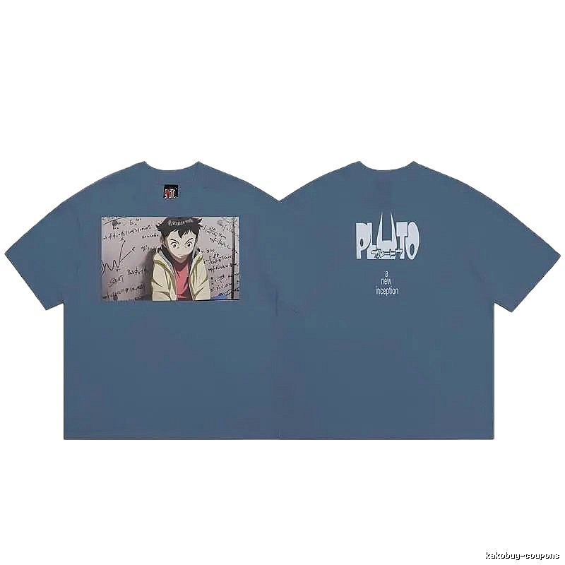 SAINT PLUTO Anime Trendy Style Blue-grey T-shirt