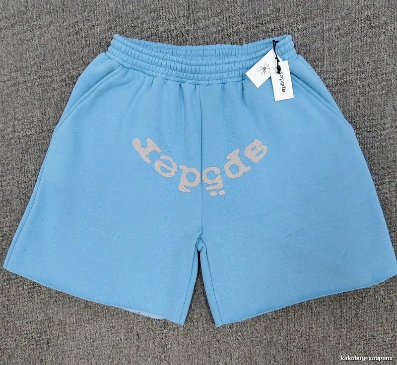 Sp5der Foam Print Street Style Light Blue Shorts