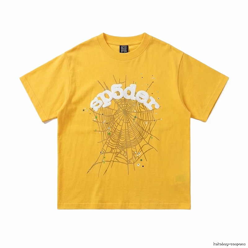 Sp5der Spider Web Trendy Cool Yellow T-shirt