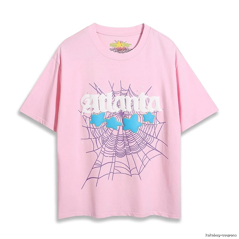 Sp5der Star Network Print Pink T-shirt