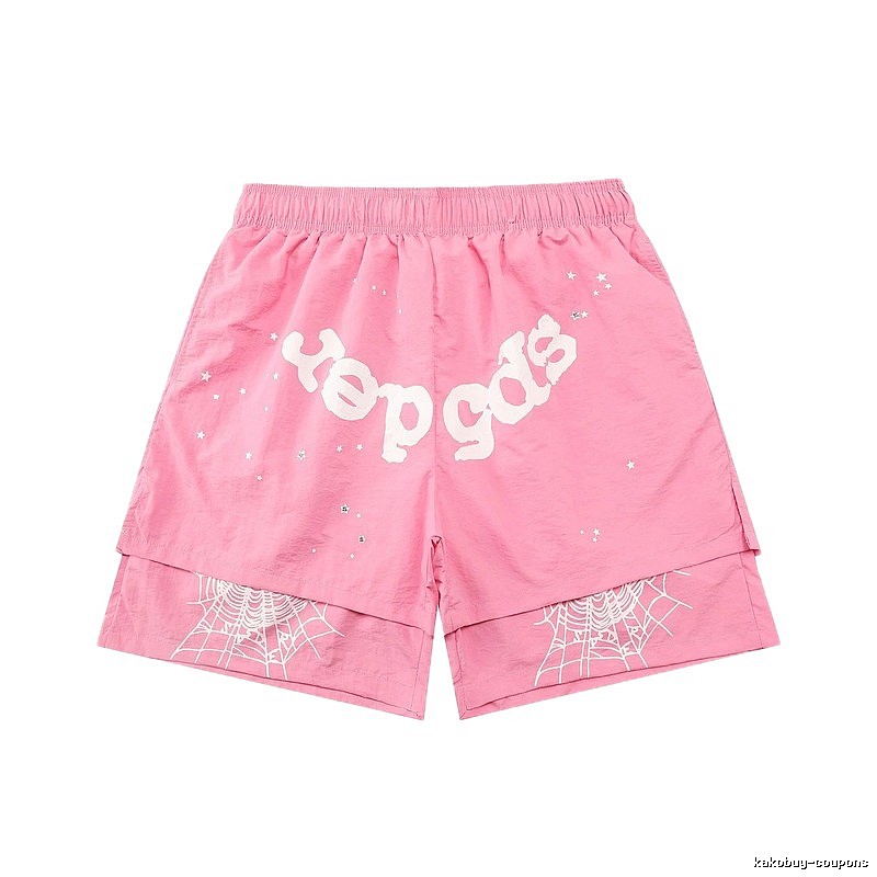 Sp5der star - printed pink shorts