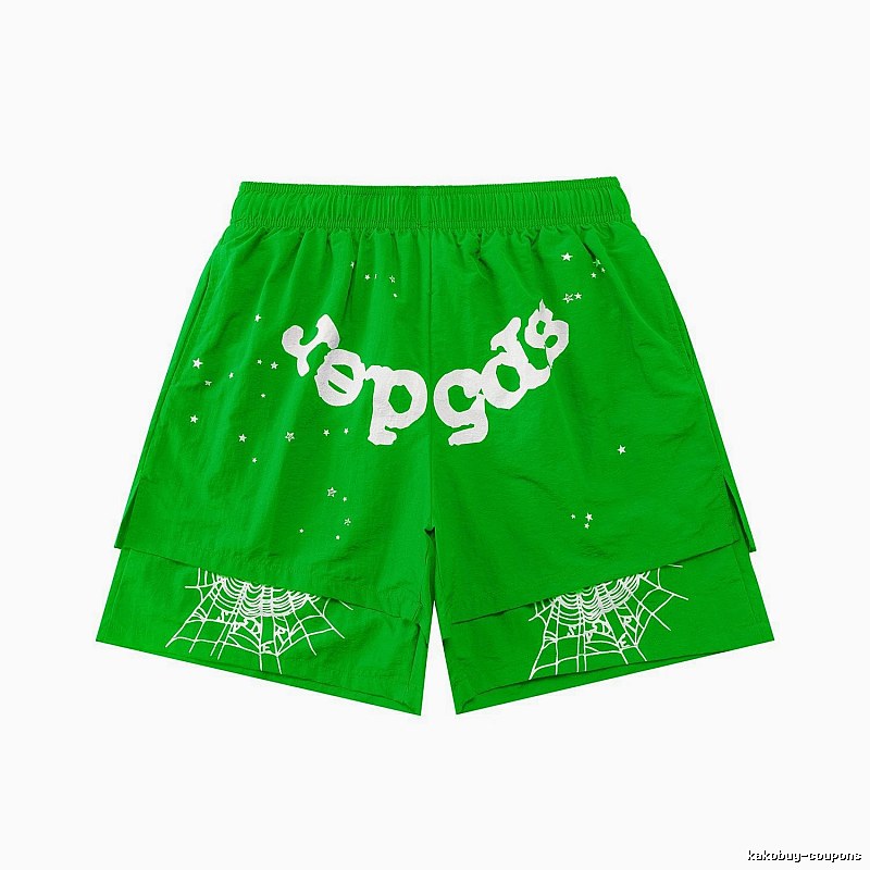 Sp5der Starburst Trendy Cool Green Shorts