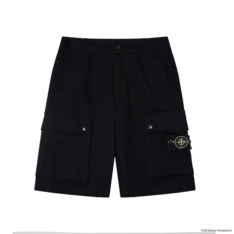 Stone Island Classic Compass Workwear Style Black Shorts