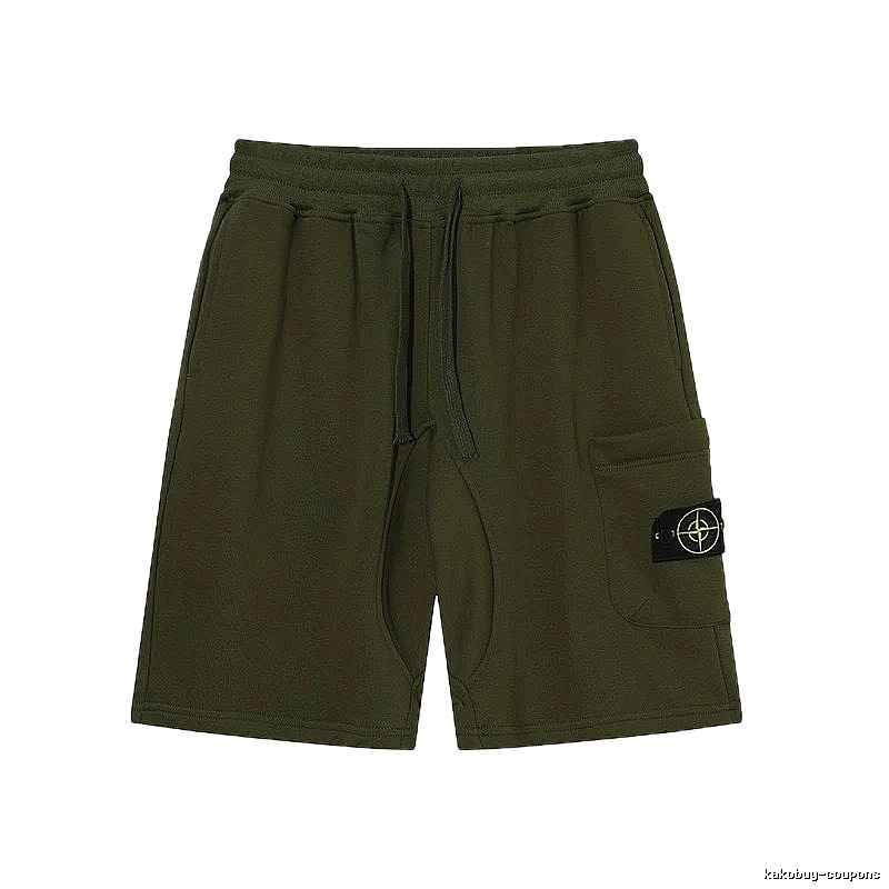 Stone Island Classic Functional Style Army Green Casual Shorts