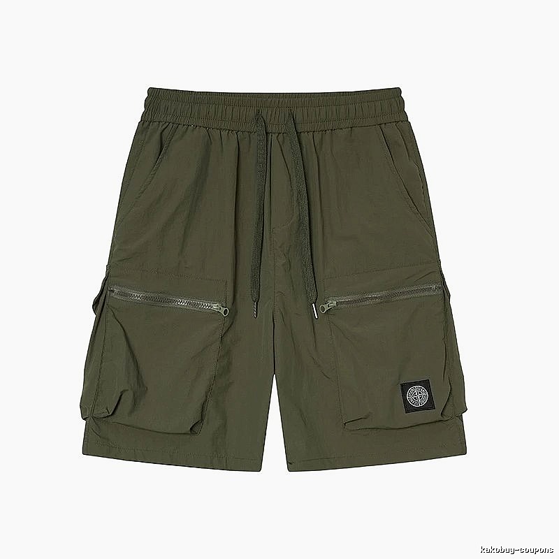Stone Island Classic Technical Workwear Style Army Green Shorts