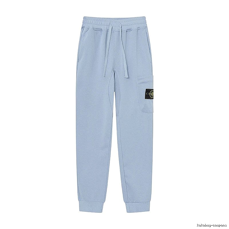 Stone Island Compass Badge Street Style Light Blue Cuffed Jogger Sweatpants
