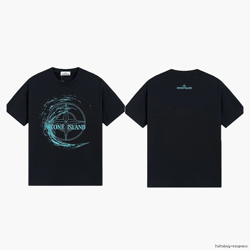 Stone Island Compass Print Street Style Black T-Shirt