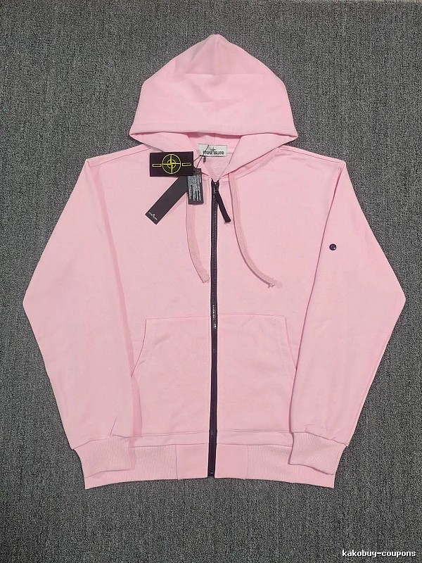Stone Island Pink Zip Hoodie Casual Layering