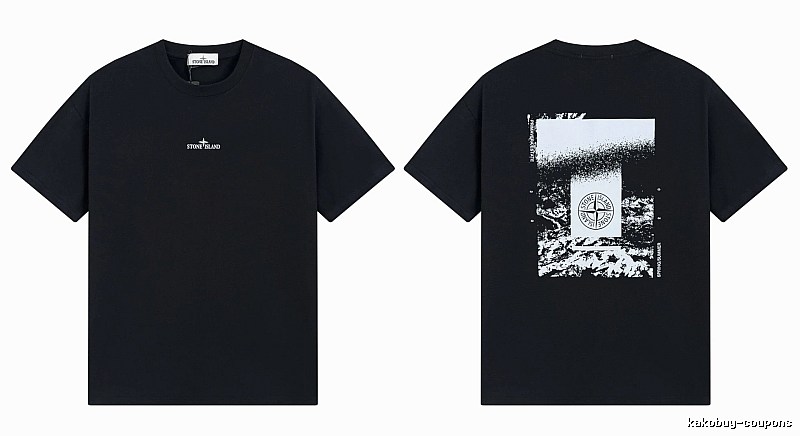 Stone Island Printed Functional Style Black Short Sleeve T-Shirt