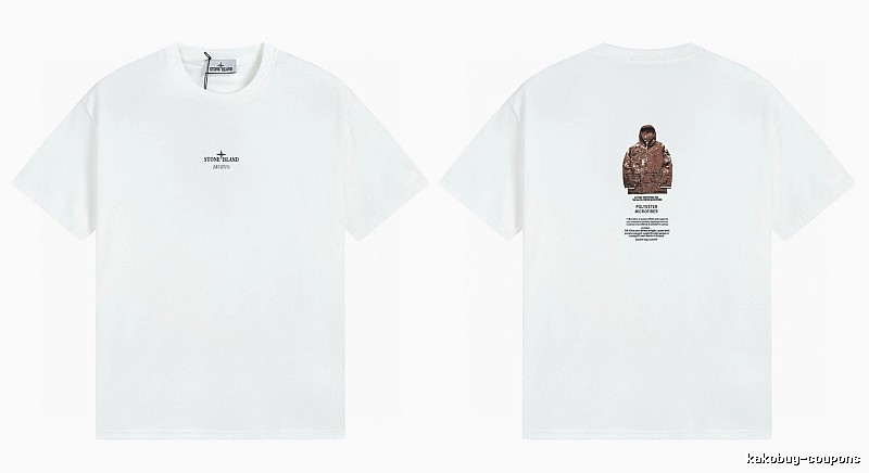 Stone Island Printed Functional Style White Short Sleeve T-shirt