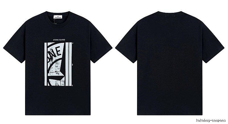 Stone Island Printed Street Style Black T-shirt